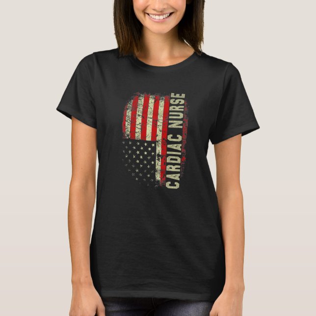 Cardiac Nurse 4th Of July US Flag Patriotic Nurse  T-Shirt (Front)