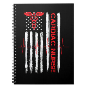 Cardiac Nurse American Flag Patriotic Registered N Notebook