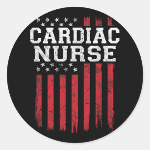 Cardiac Nurse American Flag USA Patriot Patriotic Classic Round Sticker