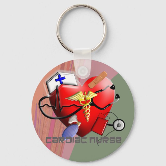 Cardiac Nurse Art Gifts Key Ring (Front)