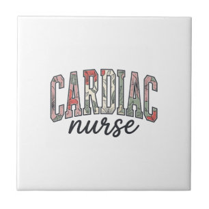 Cardiac Nurse Floral Varsity Lettering Design_1 Ceramic Tile