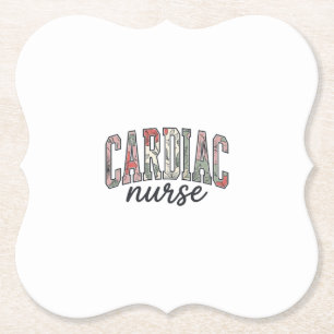 Cardiac Nurse Floral Varsity Lettering Design_1 Paper Coaster