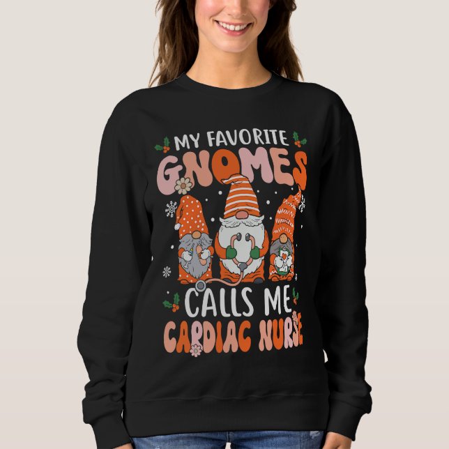 Cardiac Nurse Groovy Christmas Gnome Nurse Sweatshirt (Front)