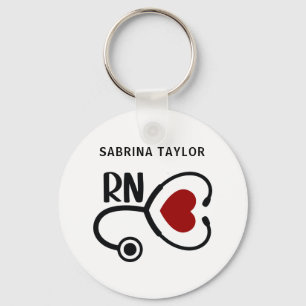 Cardiac Nurse Heart Stethoscope RN Notebook Key Ring