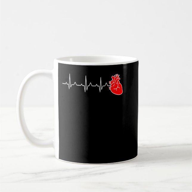 Cardiac Nurse Heartbeat Cardiology Cns Nursing  Coffee Mug (Left)