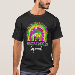 Cardiac Nurse Mardi Gras Mask And Beads Funny Rain T-Shirt