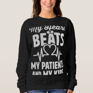 Cardiac Nurse Mom Cardiology My Heart Beats for Tw Sweatshirt