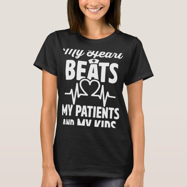 Cardiac Nurse Mom Cardiology My Heart Beats for Tw T-Shirt (Front)