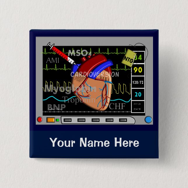 Cardiac Nurse Monitor Name Buttons (Front)