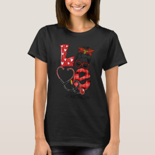 Cardiac Nurse Plaid Leopard Love Heart Messy Bun N T-Shirt