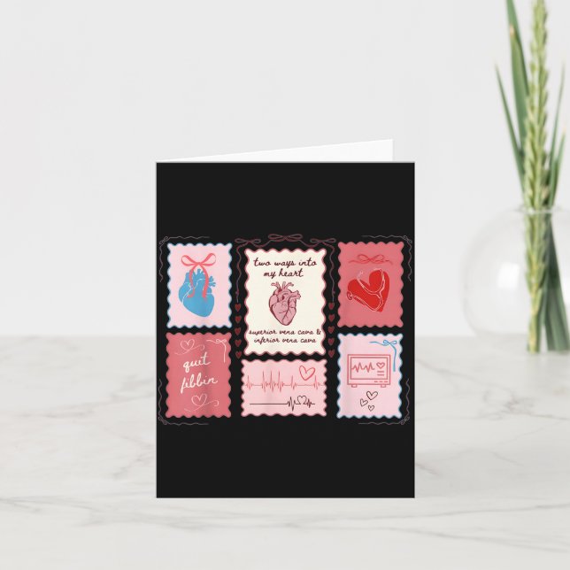 Cardiac Nurse Scalloped Stamp Heart Anatomy Coquet Card (Front)