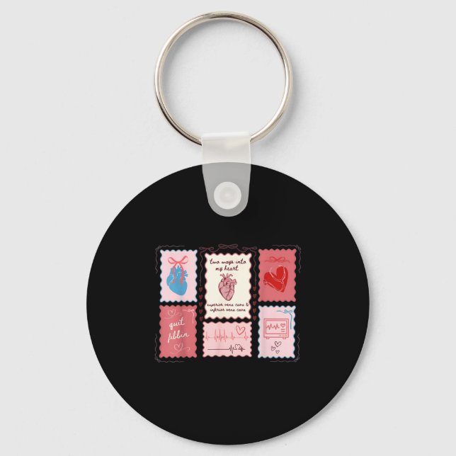 Cardiac Nurse Scalloped Stamp Heart Anatomy Coquet Key Ring (Front)