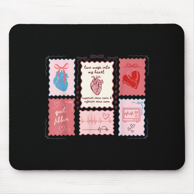 Cardiac Nurse Scalloped Stamp Heart Anatomy Coquet Mouse Pad (Front)