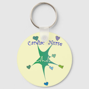 Cardiac Nurse Spiked Hearts QRS pattern Key Ring