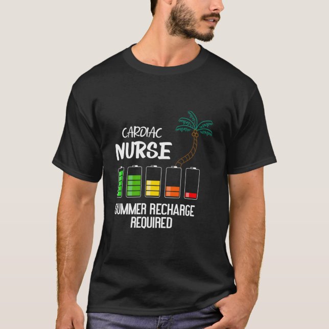 Cardiac Nurse Summer Vacation Recharge Nurse T-Shirt (Front)