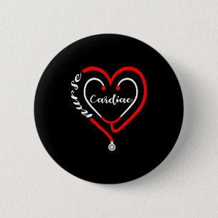 Cardiac Nurse Valentines Day Stethoscope Heart Rn  6 Cm Round Badge