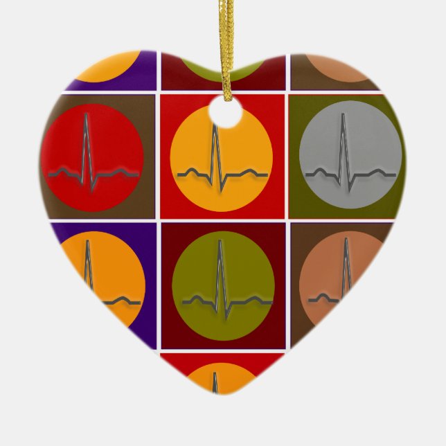 Cardiac QRS Pop Art Ceramic Tree Decoration (Front)