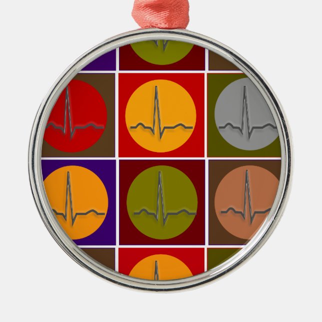Cardiac QRS Pop Art Metal Ornament (Front)