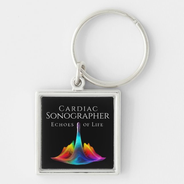 Cardiac Sonographer-Colourful Ultrasound Waves Key Ring (Front)