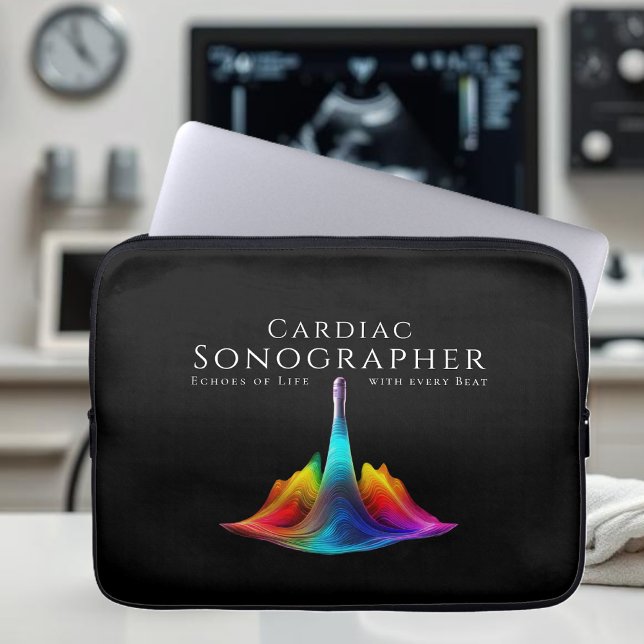 Cardiac Sonographer-Colourful Ultrasound Waves Laptop Sleeve (Cardiac Sonographer-Colorful Ultrasound Waves Laptop Sleeve)