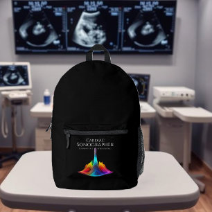 Cardiac Sonographer-Colourful Ultrasound Waves Printed Backpack