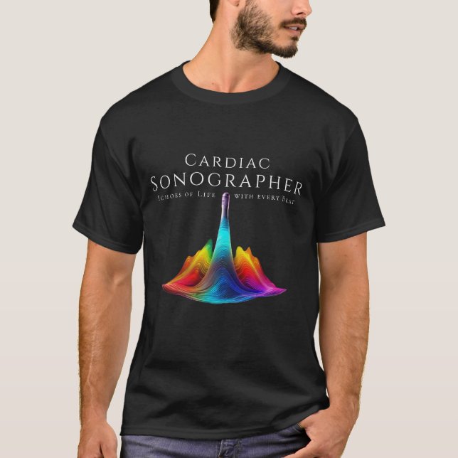 Cardiac Sonographer-Colourful Ultrasound Waves T-Shirt (Front)