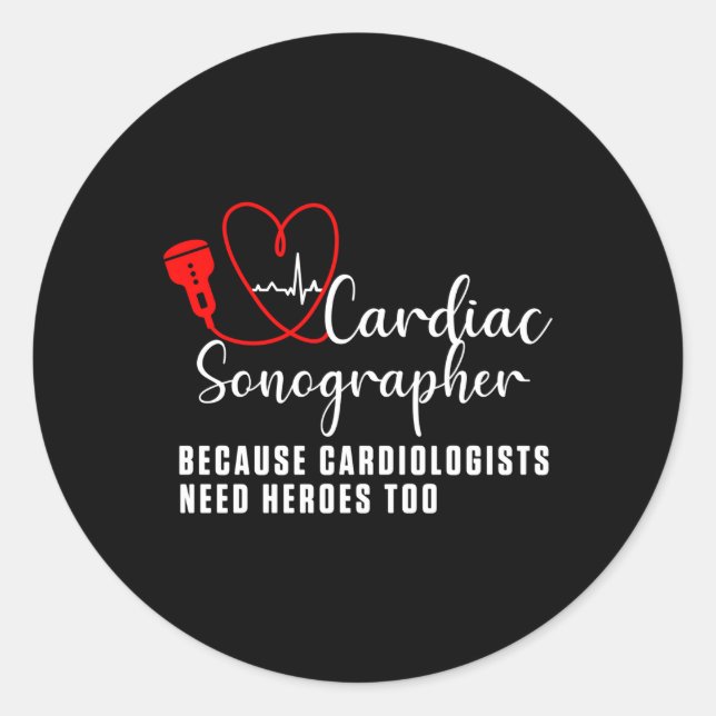 Cardiac Sonographer Echo Tech Learn Rdcs Classic Round Sticker (Front)