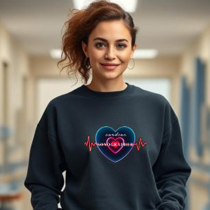 Cardiac Sonographer   Heartbeat   Heart with EKG Sweatshirt