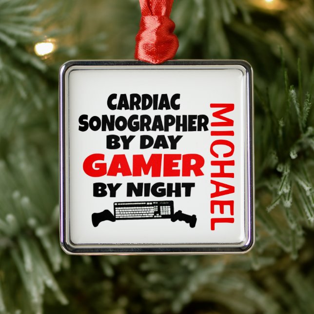 Cardiac Sonographer Loves Playing Video Games Metal Ornament (Tree)