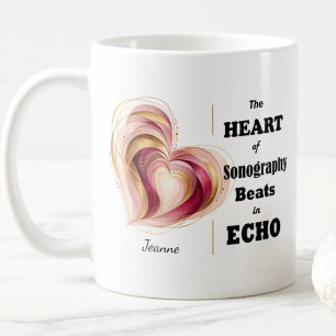 Cardiac Sonographer Pink Heart Echocardiography Coffee Mug