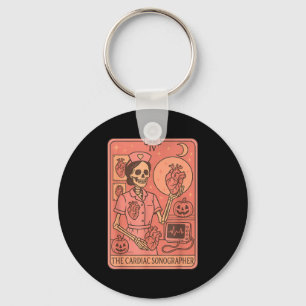 Cardiac Sonographer Tarot Card Skeleton Ultrasound Key Ring