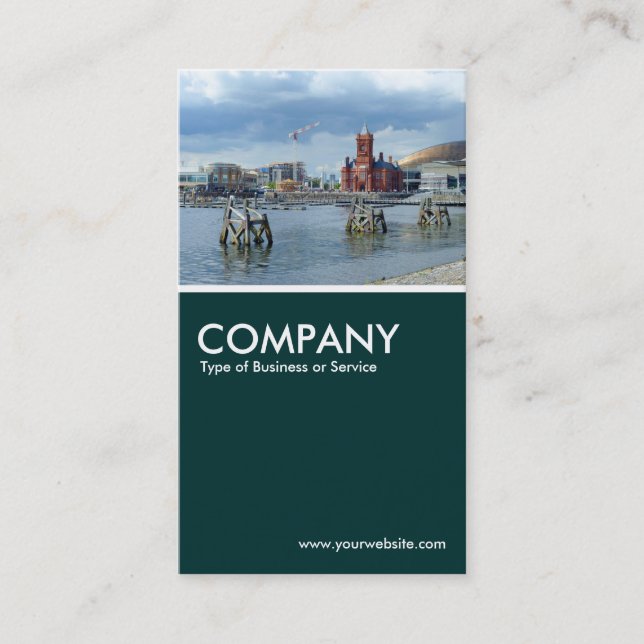 Cardiff Bay - Dark Green Business Card (Front)