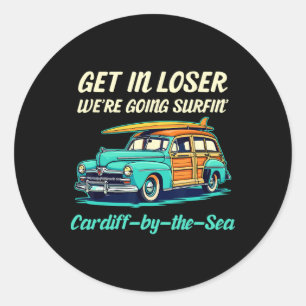 Cardiff By The Sea Surf California Women Men Vinta Classic Round Sticker