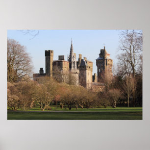 Cardiff Castle in the Early Spring Sunlight Poster
