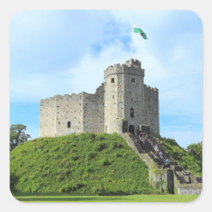 Cardiff Castle Keep Square Sticker