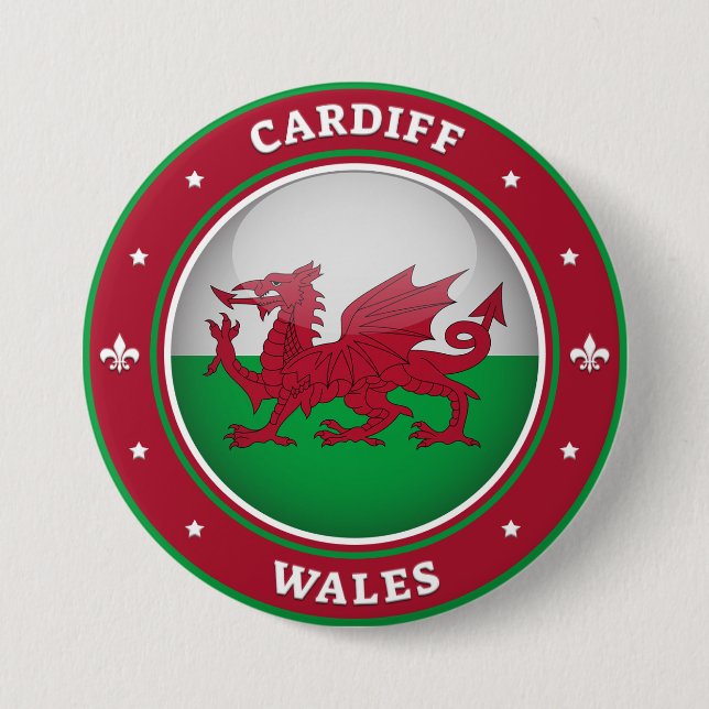 Cardiff Wales 7.5 Cm Round Badge (Front)