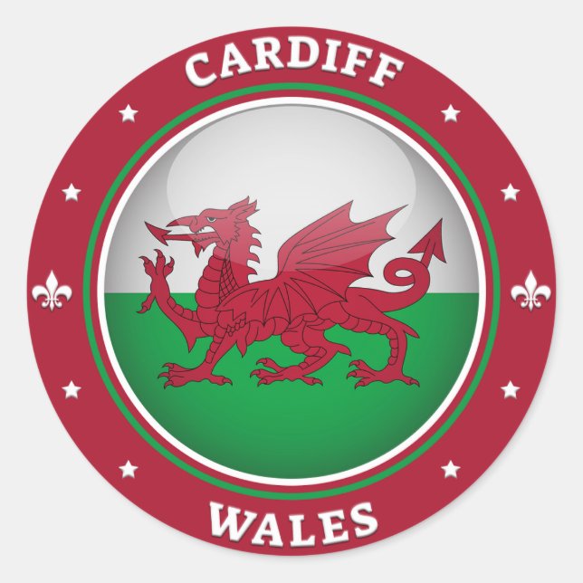 Cardiff Wales Classic Round Sticker (Front)
