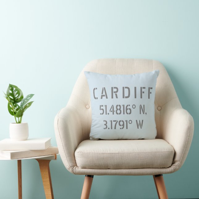 Cardiff Wales Latitude & Longitude Cushion (Chair)