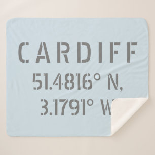 Cardiff Wales Latitude & Longitude Sherpa Blanket