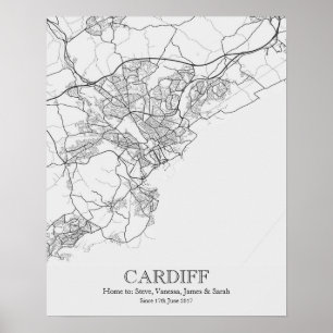 Cardiff Wales Personalised City Map Poster