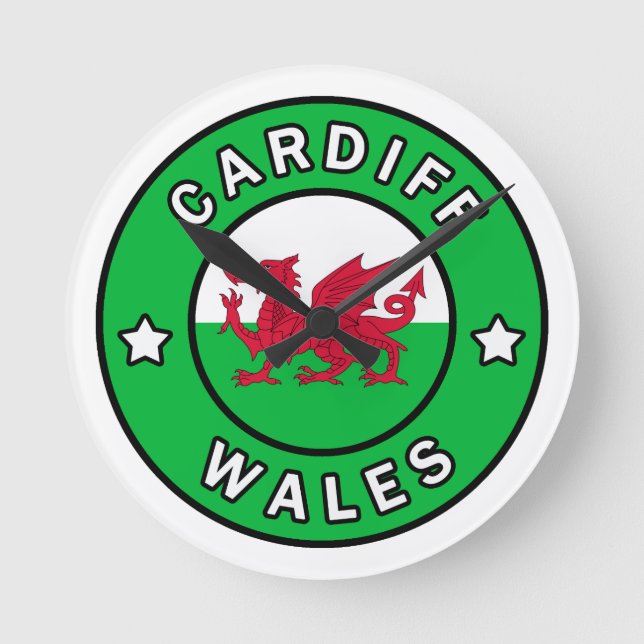 Cardiff Wales Round Clock (Front)