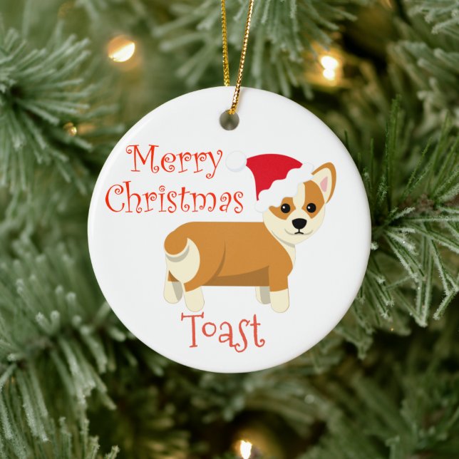 Cardigan Corgi Christmas Personalized name Ceramic Ornament (Tree)