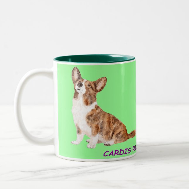 Cardigan corgi  Two-Tone coffee mug (Left)