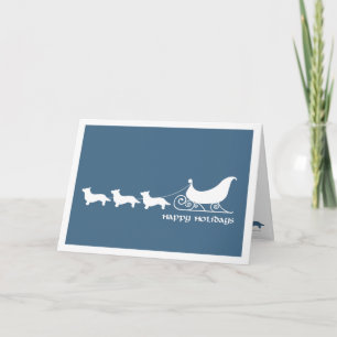 Cardigan Corgis Pulling Santa's Sleigh Holiday Card