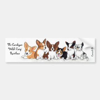 Cardigan Puppy Rainbow Bumper Sticker