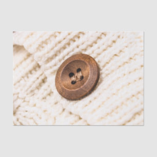 Cardigan sweater knit button brown cream tissue paper