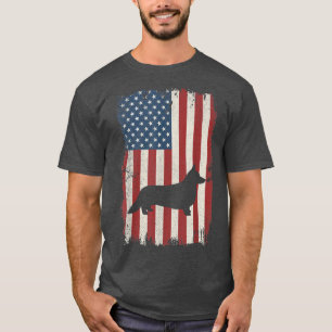 Cardigan Welsh Corgi American Flag USA Dog Lovers  T-Shirt