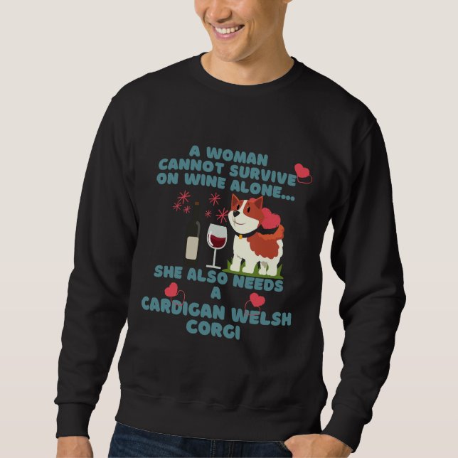 Cardigan Welsh Corgi And Wine Sweatshirt (Front)