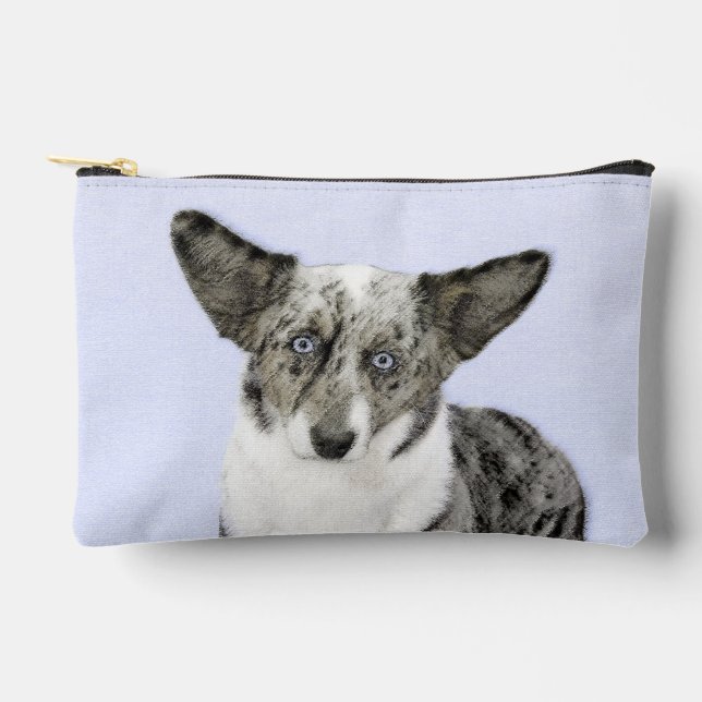 Cardigan Welsh Corgi Blue Merle Painting Dog Art Accessory Pouch (Front)