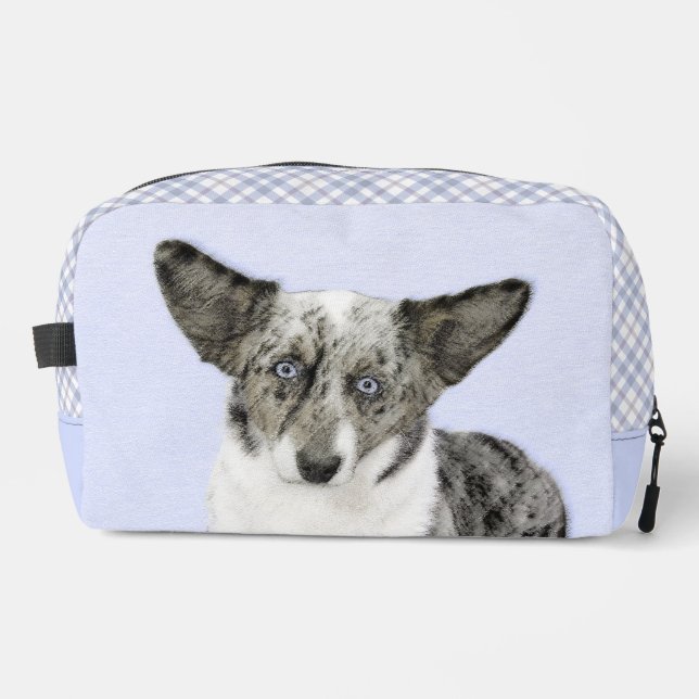 Cardigan Welsh Corgi Blue Merle Painting Dog Art Dopp Kit (Front)